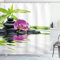 ABAKUHAUS Zen Motiv Duschvorhang, Purple Orchid Bambusse, Stoffliches Gewebe Badezimmerdekorationsset mit Haken, 175 x 220 cm, Schwarz Lila