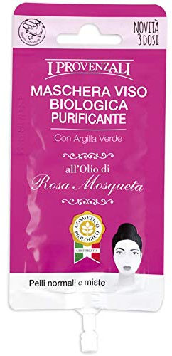I PROVENZALI MASCHERA VISO BIOLOGICA PURIFICANTE CON ARGILLA VERDE 15ML.OLIO DI ROSA MASQUETA PELLI NORMALI-MISTE