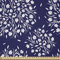 ABAKUHAUS Marine und Weiß Stoff als Meterware, Blumenrolle, Seidiger Satin Stoff für Polster Heimtextilien, 1M (148x100cm), Indigo Weiß