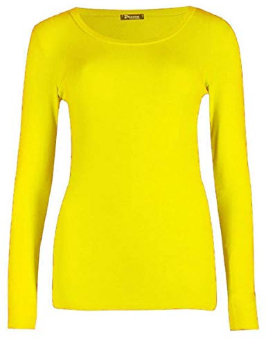 Crazy Girls Women's Long Sleeve T-Shirt, 8-22 & Kidz Sizes, Athletic Fit, Stretch, Bright Colors, Round Scoop Neck, Viscose, 25 Inches (Approx.)
