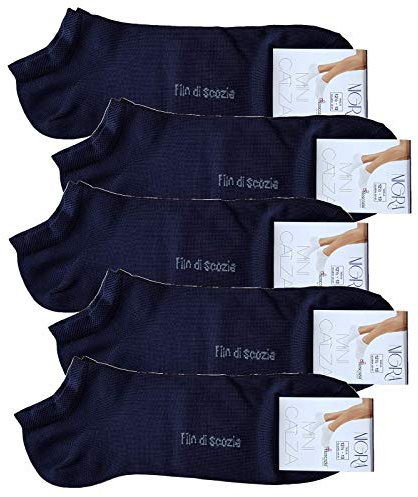 Nigra. 5 Paia Minicalza - Fantasmini 010F in filo di scozia - 100% Cotone Makò. (Blu, 11,5/12-42/44)
