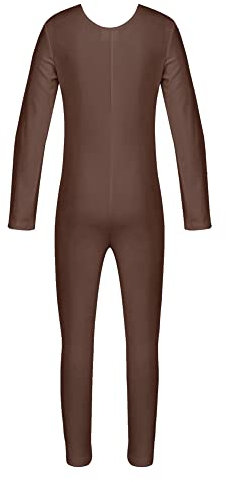 iEFiEL Turnanzug Kinder Mädchen Ganzkörperanzug Trikot Stretch Body Leotard Turnbody für Ballett Gymnastik Sport Training Dancewear Braun 122-128