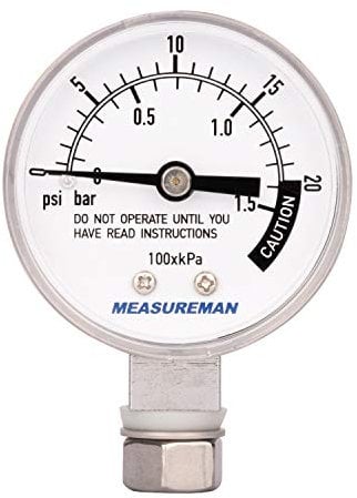 MEASUREMAN Stainless Steel Pressure Cooker Gauge, 2 Dial, Lower Mount, Including Gasket, Washer and Nut