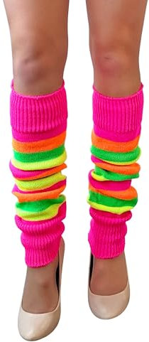 NuJake Multi Coloured Girls Flourescent Leg Warmers 1980s 90s Rave Party Toy
