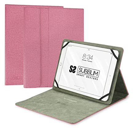 SUBBLIM Funda Universal para Tablets Clever Stand Tablet Case 9.6 11 Rosa Cuatro Elegantes Colores Cierre Magnético Exclusivo Sistema De Sujeción