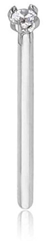 Inoki - Clou de nez acier cristal autrichien griffé 2mm - Jonc/Tige 0.8 mm, Longueur 15 mm, Élément 2 mm - Cristal