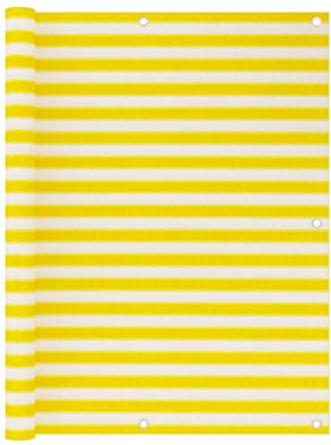 vidaXL Balkon Sichtschutz Bespannung Terrasse Windschutz Sonnenschutz Balkonbespannung Balkonverkleidung Balkonsichtschutz Gelb Weiß 120x500cm HDPE