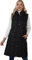 Urban Fashion Women's Gilet Jacket Longline Hooded Quilted Zip Up Vest Waistcoat Black Padded Winter Wear Bodywarmer Long Coat For Ladies UK 8-26 (Black, 24)