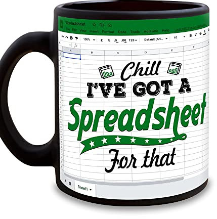 Tasse mit Aufschrift I've Got A Spreadsheet, personalisierbar, für Damen, Herren, Kollegen, Freunde, Weihnachten, Geburtstag, Kaffeetasse