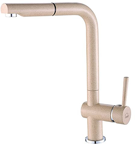 VBChome Küchenarmatur Beige Stehend Hoher Auslauf Einhebel Drehbarer Auslauf Kartusche aus Keramik Auszug und Schwenkauslauf Modern Elegant Hochwertig