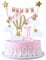 JKJF 1 Geburtstag Tortendeko Mädchen 1. Geburtstag Kuchen Topper Happy Birthday Banner Girlande Kuchendeko Cake Toppers für Baby Kindergeburtstag - Rosa