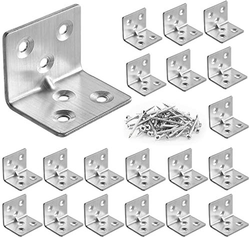 GothicBride 20 Stück Edelstahl Winkel 30x30x38 mm, Winkelverbinder Winkel 90 grad, Winkel Klein Montagewinkel für Holztische, Stühle, Möbel
