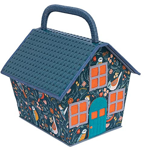 Nähkasten Vogelhaus Aviary blau/bunt (21,5 x 22,5 x 26 cm)