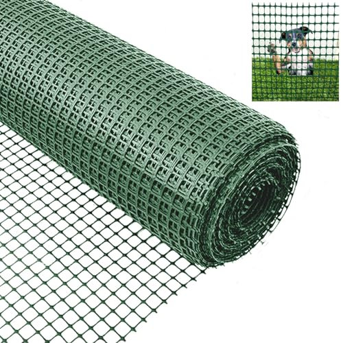 HUIMO 1m x 20m Garden Mesh Fencing Roll, Outdoor Pool Snow Chicken Mesh Fencing, Plastic Garden Netting Dog Fence with Zip Ties, Safety Temporary Fencing for Poultry, Construction Site, (Green)