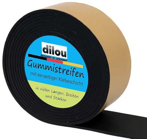 Gummistreifen 4-20cm breit, 5mm dick, von 1 bis 10m Länge einseitig selbstklebend Vollgummi Hartgummi Bodenbelag (20cm(200mm) x5mm, 10m)
