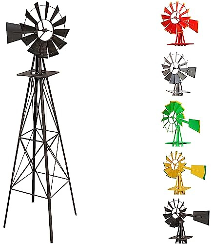 STILISTA Gigantisches Windrad im US-Style aus Stahl, Höhe 245cm, Rotor 55cm, kugelgelagert, in vers. Farben, Bronze