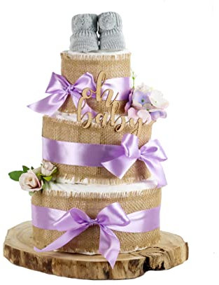 Windeltorte ALLES JUTE | zur Geburt (2-stöckig, lilac)