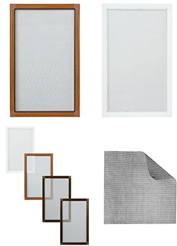 KS Handel 24 FLIEGENGITTER MOSKITONETZ ALU Rahmen Weiss BRAUN ANTHRAZIT 80x100 cm, 110x130 cm, 120x140 cm, 130x150 cm (Dunkelbraun, 80x100 cm)