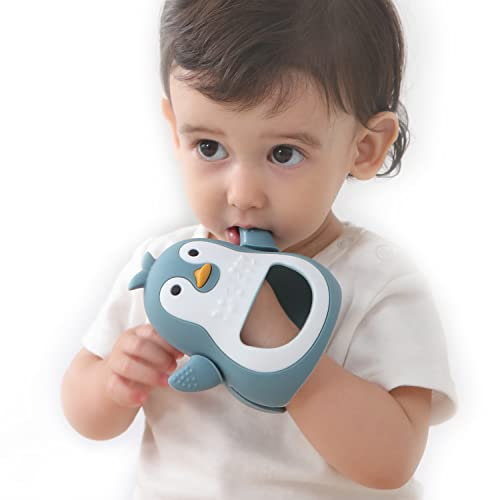 Penguin Teethers, Teething Schnullerkette aus Silikon, Seposeve 3er-Pack Schnullerband mit 4 Textur, Schnullerkette Jungen und Mädchen, Pacifier Clip Chain, Hält Schnuller Sauber, Weiche, Flexible