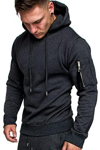 REPUBLIX Herren Cargo-Style Pullover Sweatshirt Hoodie Sweater Camouflage R0403 Anthrazit S