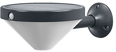 LEDVANCE ENDURA Style Solar-Wandleuchte Lunar, warmweißes Licht (3000K), integrierter Sensor, ohne Strom nutzbar, lange Batterielaufzeit: 60 Mal 30 Sekunden im PIR Modus, Schutzklasse IP44, schwarz