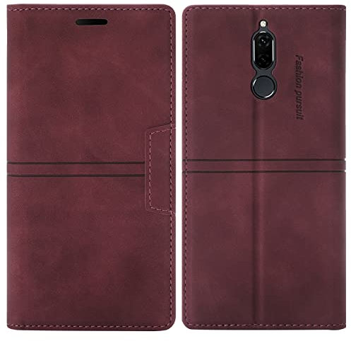 OKZone Cover per Huawei Mate 10 Lite, Custodia Flip Pelle Portafoglio Magnetica Libro con Slot Schede, Slim Silicone TPU Bumper Wallet Supporto Case, Antiurto Cover per Huawei Mate 10 Lite (Rosso)