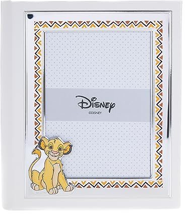 VALENTI & CO. Disney Baby – König der Löwen Simba – Fotoalbum für Kinder mit silbernem Fotorahmen für Taufe oder Geburtstag Kinder