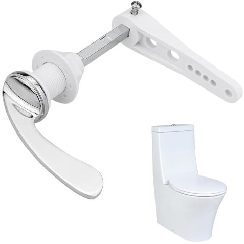jeufun 1PCS Alloy Toilet Cistern Lever Flush Handle,Universal Fit Metal Toilet FlushLever,Victorian Style Toilet Handle,Replacement Flush Lever Kit for Toilet WC Cistern Tank(Silver)