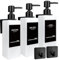 Seifenspender Wandbefestigung, Shampoo Flaschen zum Befüllen Mit 32 Wasserdichten Etiketten, Seifenspender Wandbefestigung Ohne Bohren, Badezimmer Seifenspender Set, 500ml, 3 Stück, Schwarz Weiß