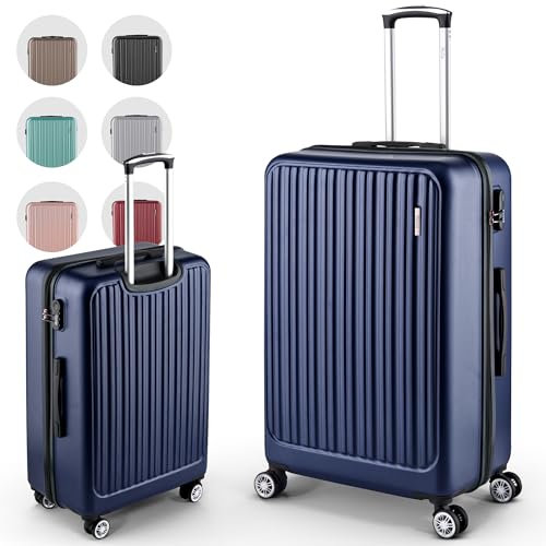 Easy Move ABS Hartschalenkoffer - Ergonomisch & Sicher - Mittelgroßer Trolley Koffer mit 360° Rädern, Zahlen-Schloss - Rollkoffer, Reisekoffer Medium (Dark Blue, 65cm)
