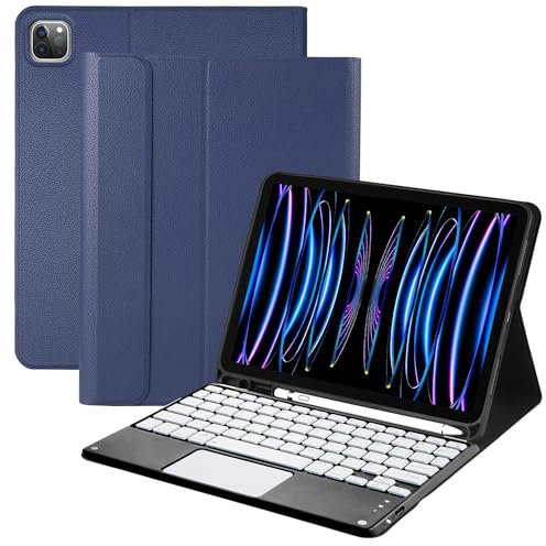 YMXuan Funda con teclado táctil para iPad Pro 11 de 4ª generación 2022, teclado inalámbrico desmontable magnético para iPad Pro 11 de 3ª/2ª/1ª generación (2021/2020/2018), funda inteligente con