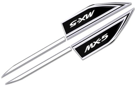 OscitY 2PCS Auto Metall Logo Embleme Seitenmesser Aufkleber, Für Mazda MX-5 MX5 Abzeichen Stickers Decals Car Styling Dekorative Zubehör,A/Black
