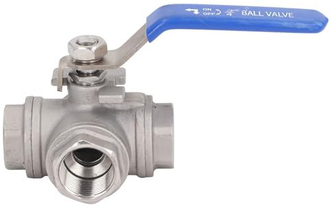 BYERZ 3-Wege-Kugelhahn Einfache Bedienung L Typ Kugelhahn Kompakt und Langlebig Edelstahl 3/4 Zoll NPT Anschlüsse 3/4 Zoll Edelstahl 304 für Gebrauch