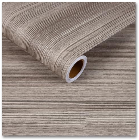 CRE8TIVE Papier peint vinyle effet bois gris clair effet bois autocollant texturé dos adhésif en plastique imperméable pour salon, cuisine, armoire 30 cm x 200 cm
