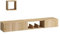 Calicosy Meuble TV Suspendu 1 Niche 3 Portes Décor Chêne Saphir Avior - L180 cm - Gain de Place - en Panneaux de Particules Recouvert de Décor Mélaminé - pour Salon - l32 x L180 x H25 cm