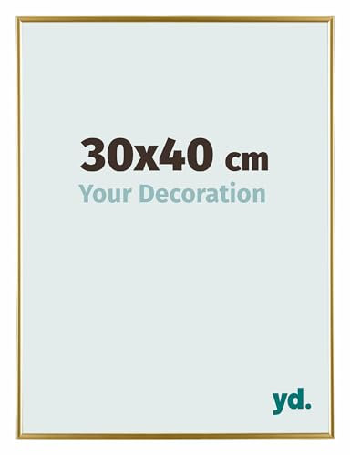 Your Decoration - Cadre photo 30x40 cm - Or- Cadre Photo en Plastique Avec Verre acrylique - Anti-Reflet - Cadre 30x40 - Evry