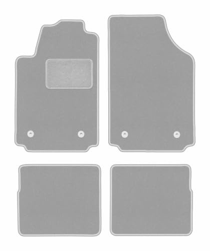 Velours-Fußmatten passend für Audi A2 2000-2005, Grau, OSLO, passgenau | passend für Schrägheck; Velours-Teppich (Polypropylen), ca. 6,5 mm; rutschfest, vormontierte Befestigungen (Typ AV)