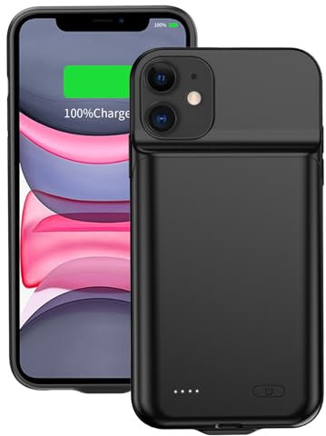FLSTOR Battery Charge Case for iPhone 11 7000mAh Rechargeable Charging Case for iPhone 11 6.1 inch, Heavy Duty, Charging Protection 2 in 1,Indicators Design, Black