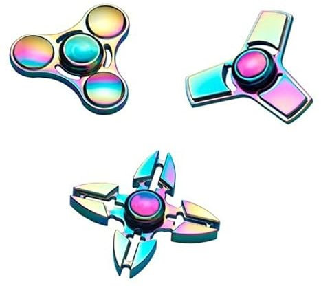 Fidget Finger Spinner Metall Hochgeschwindigkeit, 3er-Set, in schillerndem Regenbogen-Look. Hochwertiges fidget Spinner - Set, Anti Stress ADHS Spielzeug.