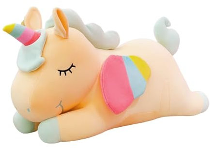 Viusneun Einhorn Kuscheltier, Regenbogen Engel Kinder Plüschtier Kawaii Weich Stofftiere Mehrfarbig Pegasus Plüschtier für Kinder Jungen Mädchen Weihnachten Geburtstag (Orange,40cm)