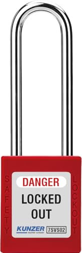 Kunzer 7SVS02 Sicherheitsvorhängeschloss - Edelstahl/PA - ideal für den Arbeitsschutz und die Elektromobilität - 76 mm