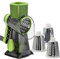 LacusMare Rotary Cheese Grater with 3 Blades for Slicing, Coarse Grating & Fine Shredding, Graters for Kitchen with Stable Suction Base, Vegetable Slicer for Cucumber, Carrot, Potato, Nuts (Green)