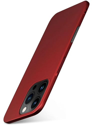 moex für iPhone 16 Pro Hülle Ultra Dünn, Schutzhülle mit erhöhtem Kameraschutz, Slim Cover Hardcase Backcover, Dünnste Handyhülle Minimalistisch Alpha Case, Matt Rot