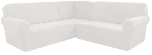 XHDZSW Sofabezug Ecksofa, Sektionale Ecksofabezüge 5-Sitzer L Form Couch Sofa, Stretch Sofa Überzug Für L-förmige Sofamöbel, Waschbar Ecksofahusse Möbelschutz (Weiß,5 Sitzer)