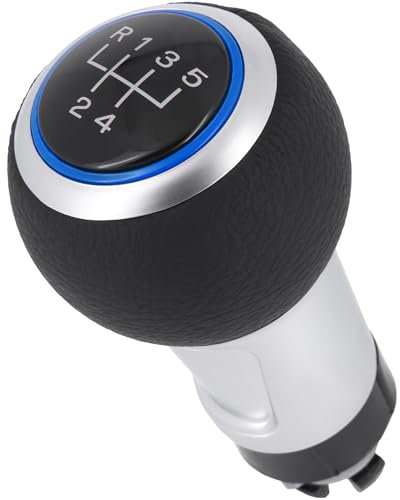 Recambo Schaltknauf 5 Gang passend für Skoda Octavia, 1U 1Z, 2000-2013, Plug & Play, Auto Schalthebel, schwarz - silber - blau