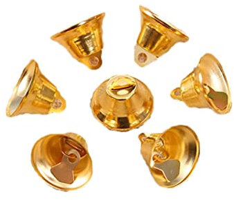 Garneck 10stücke Metall Jingle Bells Goldfarbene Kleine Glocken Weihnachtsbaum Ornamente DIY Schmuck Anhänger Party Deko Silvester Zubehör