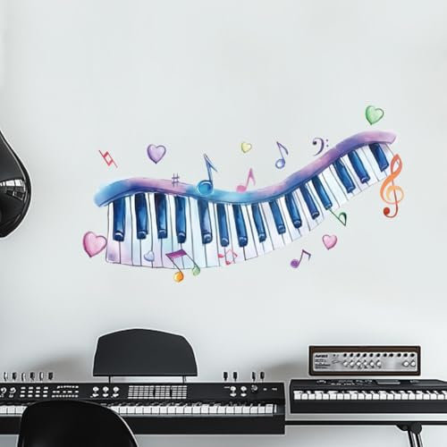 ANATTASOUL Aquarell Klavier Taste Wandtattoo, Wandaufkleber Wandsticker Wanddeko Selbstklebend für Wohnzimmer, Schlafzimmer, Flur, Badezimmer, Küche, Wanddeko