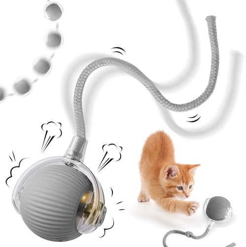 Interaktives Katzenspielzeug Katzenball, Katzenspielzeug Selbstbeschäftigung, katzenspielzeug Elektrisch mit USB, Powerball Katze mit LED, DREI Arbeitsmodi, 360° Rolling Smart Ball für Katzen (B)