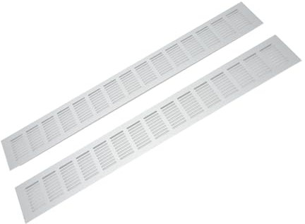 Soffit Vent 2 Pack, Aluminum Alloy Air Vent Grille, 80x600mm Rectangular Plate for Wall Cabinet Ventilation, Durable Weatherproof Closet Shoe Cabinet Vents