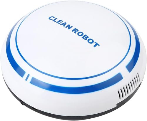Générique Aspirateur Robot Laveur,Aspirateur Robot 3 en 1,Navigation Intelligente,Ultra-Mince Silencieux,Adapté aux Poils d'animaux,Alimentation par Piles AA,Idéal pour Tapis Sols Durs (Blanc)